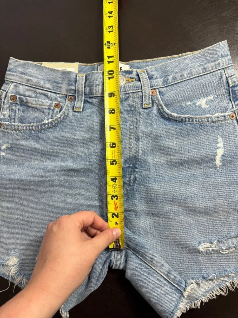NEW Agolde Parker Long Shorts Cut-Off Distressed High-Rise Denim Button-Fly 24